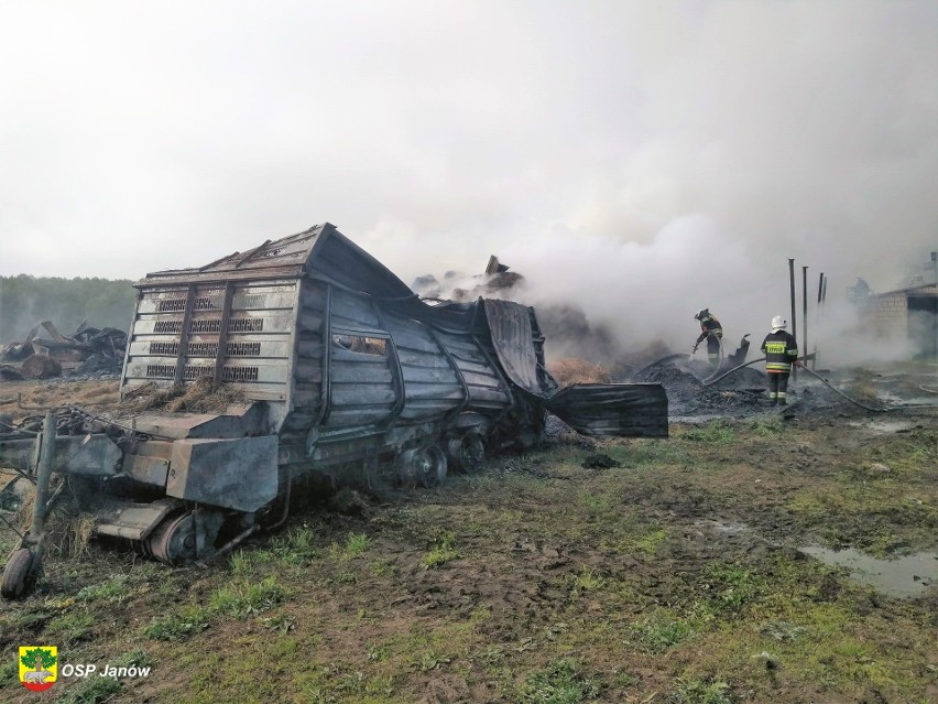 Pożar wiaty w miejscowości Jaziewo w gminie Sztabin w...