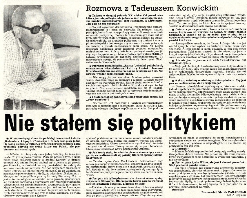 Tadeusz Konwicki: Gdy miałem 18 lat, zabijałem ludzi. Przypominamy wywiad z 1992 roku