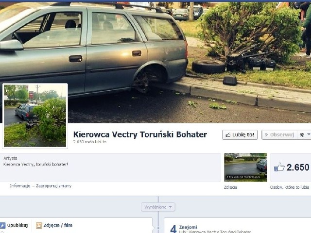 Fanpage "Kierowca Vectry Toruński Bohater" polubiło już ponad 2600 osób.