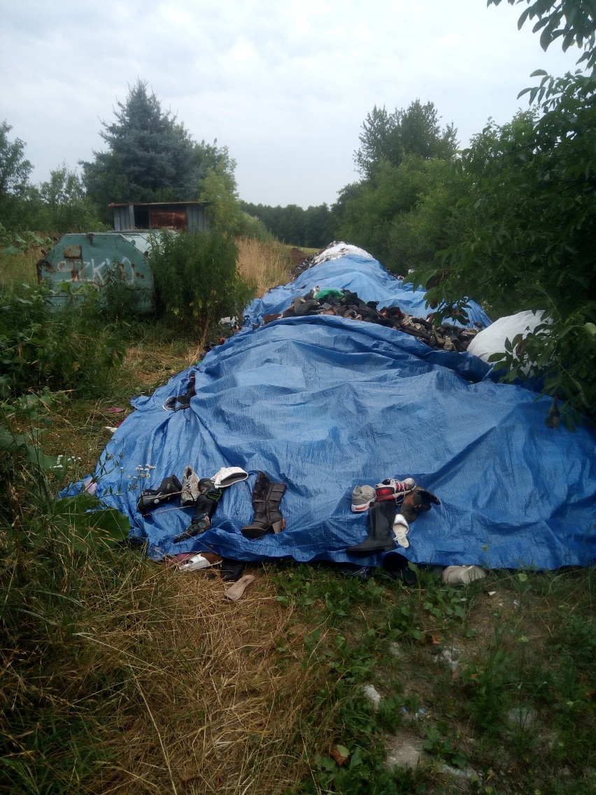 Co sterta butów robi na polu w Kolonii Tomaszowice? Władze gminy czekają aż właścicielka posprząta teren