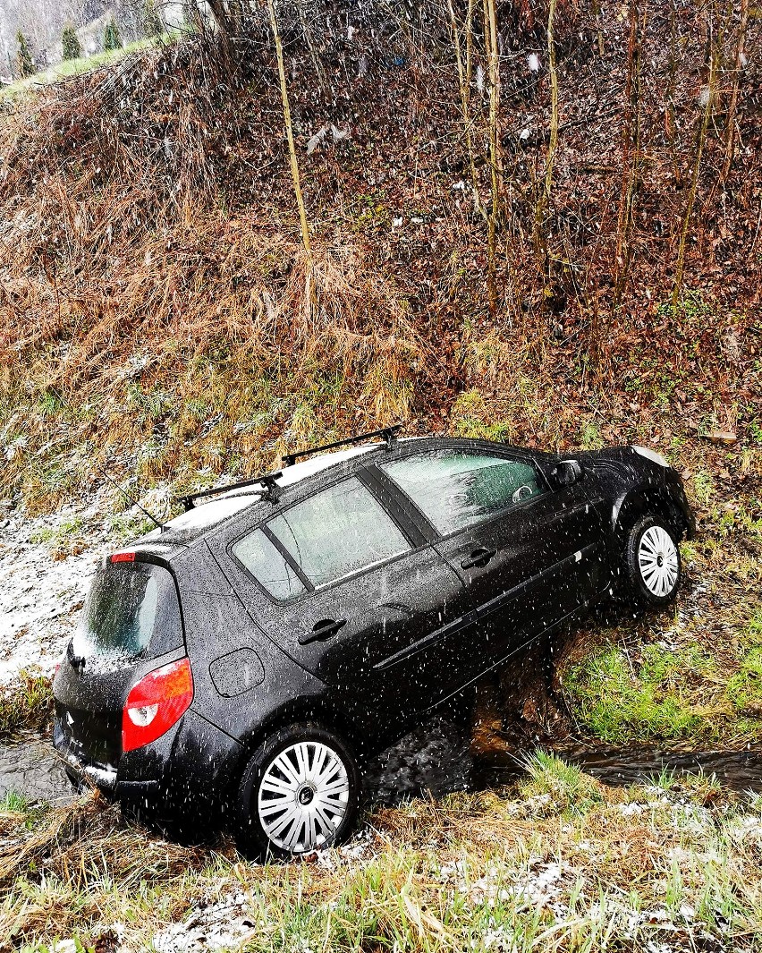 Piwniczna. Auto w rowie, strażacy w akcji, kierowca z mandatem [ZDJĘCIA]