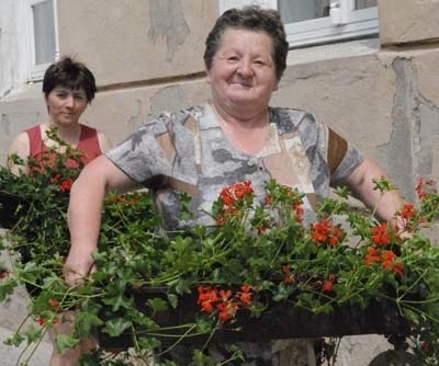 Teresa Jakubczyk i Renata Janiszewska odebrały wczoraj skrzynki z pelargoniami. Jak podkreślają, bardzo lubią te kwiaty.