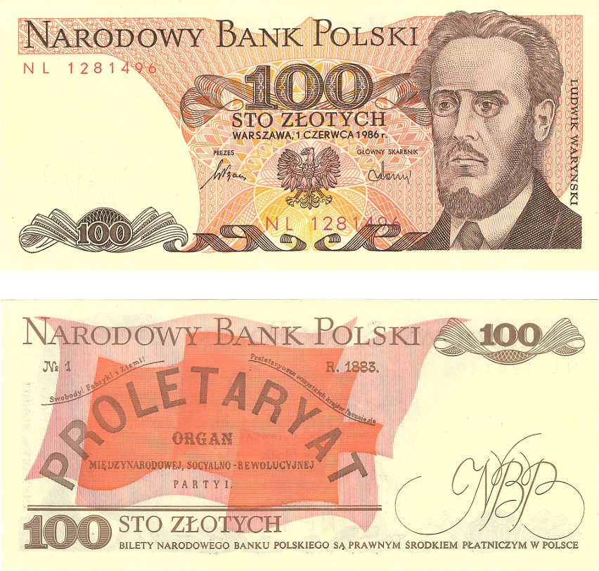 Banknot: 100 zł z 1986 roku...