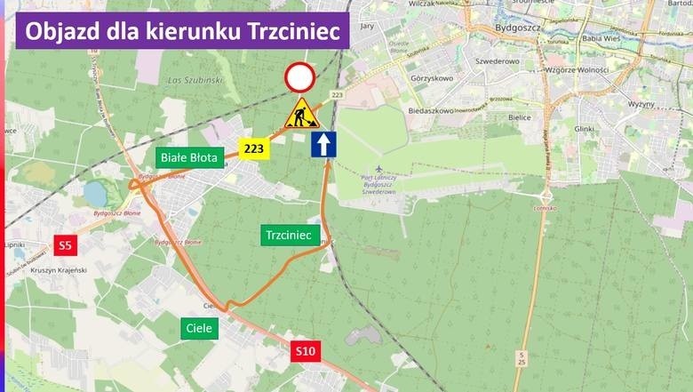 Budowa ronda na trasie Bydgoszcz - Białe Błota. Uwaga - zmiany w ruchu