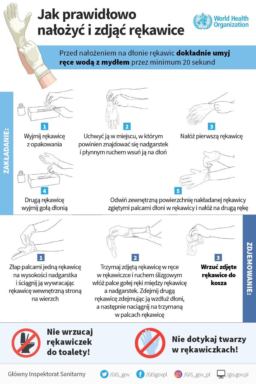 Jak poprawnie zakładać i zdejmować jednorazowe rękawice...