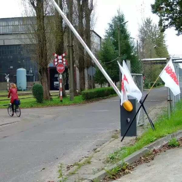 Od kilku dni przed bramą zakładu wiszą flagi "Solidarności" oraz plakaty.