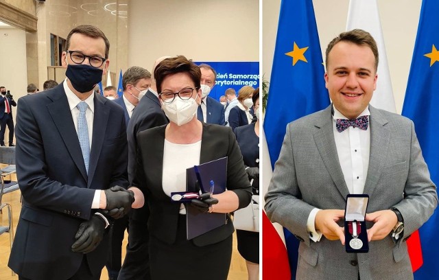 Na zdjęciach wójt gminy Brody Marzena Bernat z premierem i prezydent Starachowic Marek Materek.