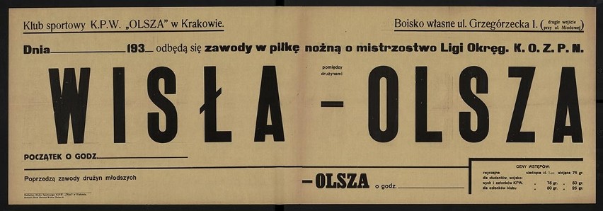 Historyczne plakaty z meczów Cracovii z Wisła z lat 1946/47 [GALERIA]