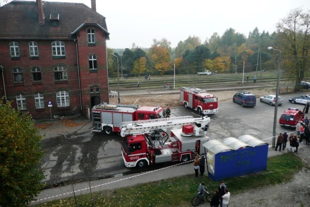 Pożar na terenie dworca PKP w Czarnem