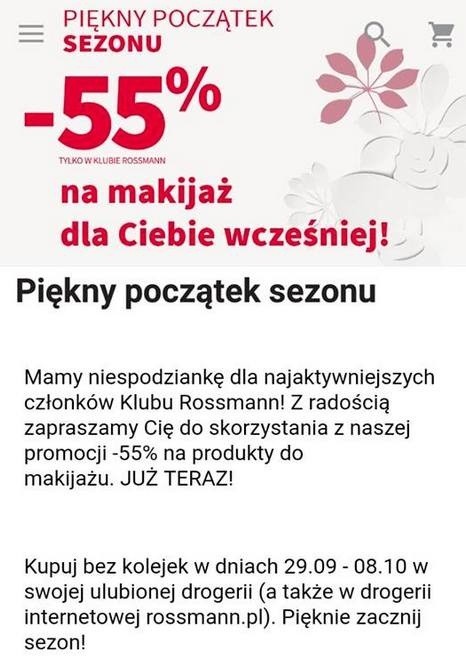 Rossmann - promocja październik 2018 (13.10.2018) -55% w...