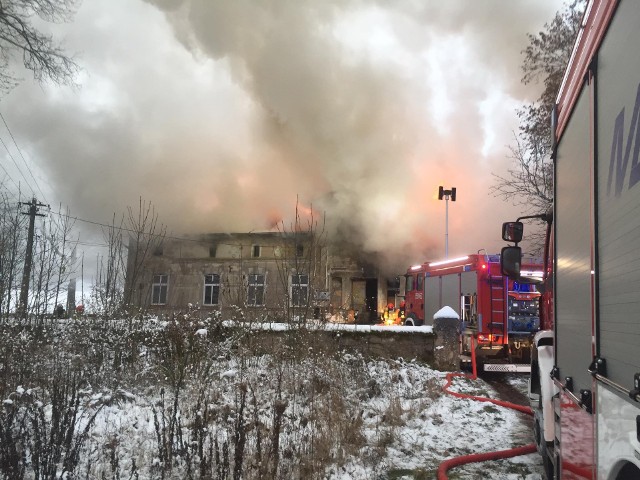 Płomienie objęły niemal cały dach i wychodziły na zewnątrz budynku