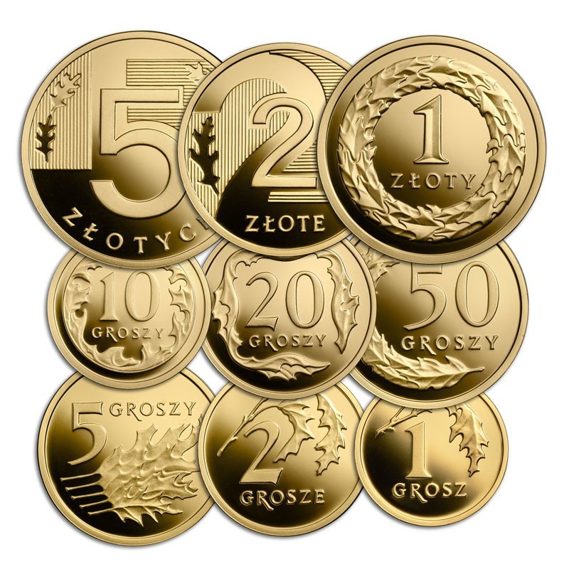 Nowe monety od 1 grosza do 5 złotych                       