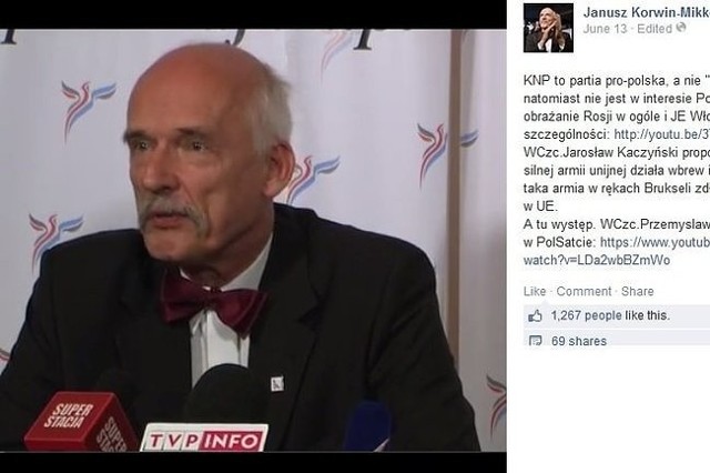 Janusz Korwin-Mikke (fot. screen z Facebook.com)