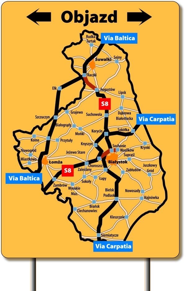 Według najnowszego scenariusza drogowego przez Białystok pobiegnie Via Carpatia, a przez Łomżę Via Baltica.