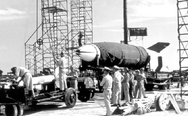Egzemplarz rakiety V-2 zdobyty przez Amerykanów na poligonie w USA na początku lat 50. XX wieku. 