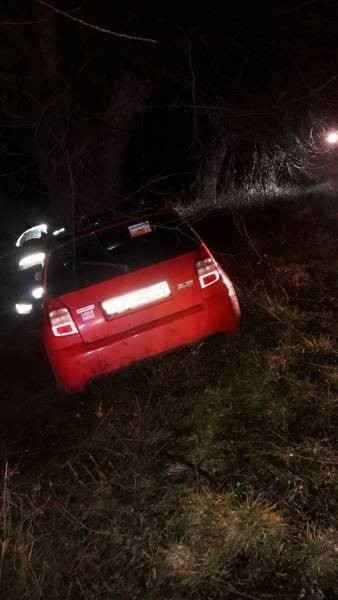 Rożnów wypadek. Samochód osobowy wypadł z drogi i uderzył w drzewo [ZDJĘCIA]