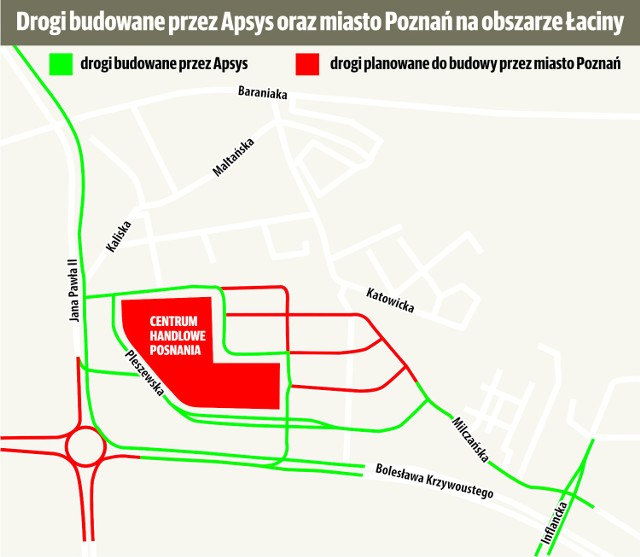 Drogi budowane przez Apsys oraz miasto Poznań na obszarze Łaciny