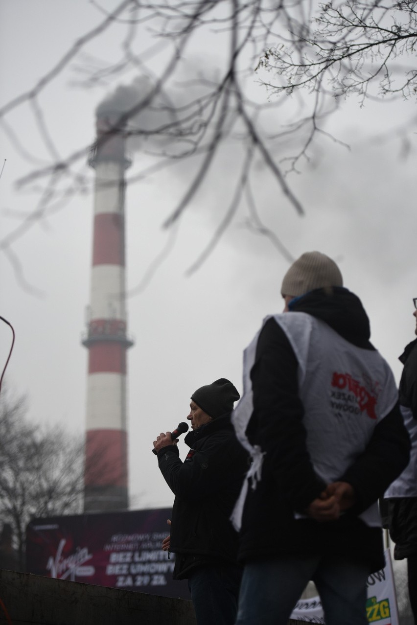 Protest górników kopalni Boże Dary w Katowicach: