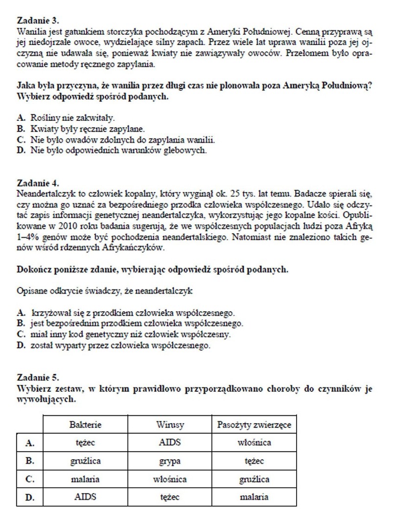 Próbny egzamin gimnazjalny 2012. Test przyrodniczy [chemia,...