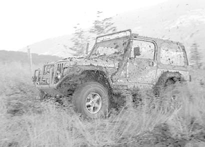 Jeep walczy w grzęzawisku