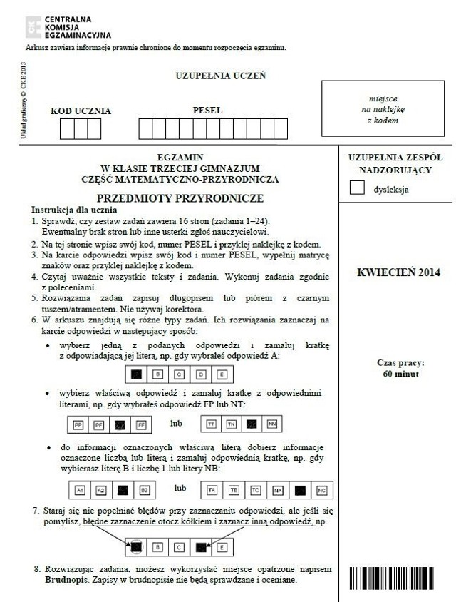 Egzamin gimnazjalny 2014 z przyrody. Co może być na teście?