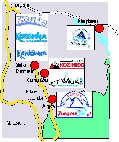 Tak obecnie wygląda mapa ośrodków spiętych TatraSki