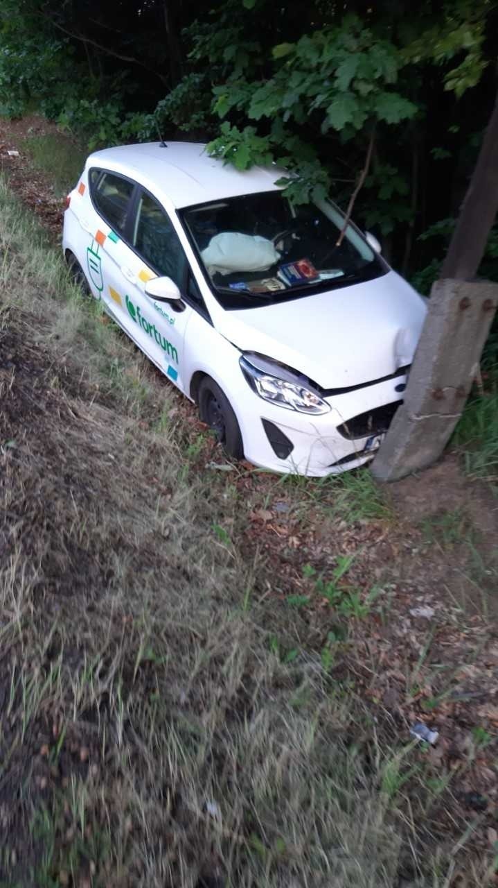 Ford Fiesta wypadł z DK 46 między Blachownią i Pietrzakami...