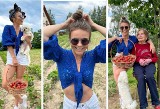 Edyta Herbuś zbiera truskawki w gminie Bieliny. Tancerka i aktorka z Kielc nawet na polu wygląda pięknie. Zobaczcie zdjęcia