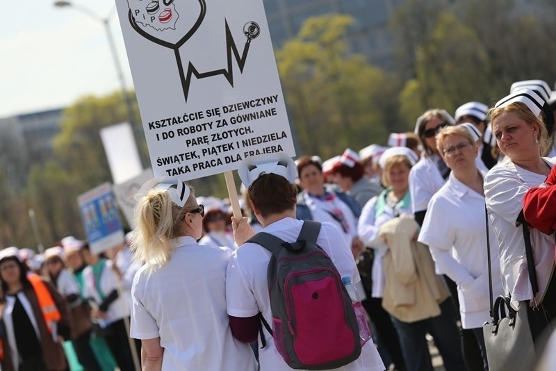 Protest i strajk pielęgniarek w Katowicach pod Spodkiem 22...