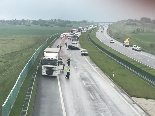 Wypadek na A1 w Bobrownikach