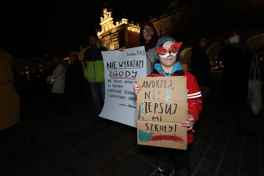 Protest w Krakowie przeciwko zmianom w prawie oświatowym