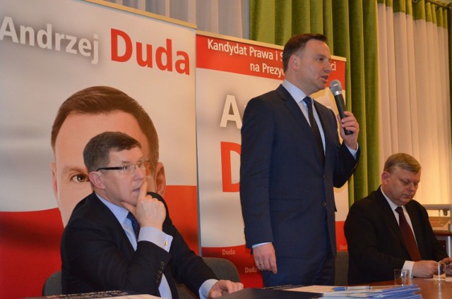 Andrzej Duda jeszcze jako kandydat na prezydenta podczas spotkania w Zwoleniu