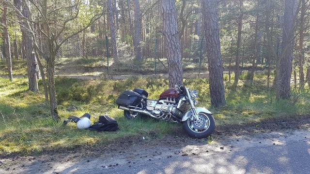 Hel: 65-letni motocyklista z Wołomina motocyklem wjechał w drzewo
