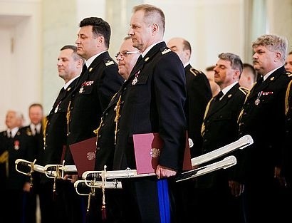 Podczas piątkowych uroczystości w Warszawie. Nadbrygadier Zbigniew Muszczak, drugi z prawej w pierwszym rzędzie.