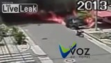 Yopal, Kolumbia. Eksplozja auta. Monitoring zarejestrował śmierć kierowcy i pasażerki (wideo)