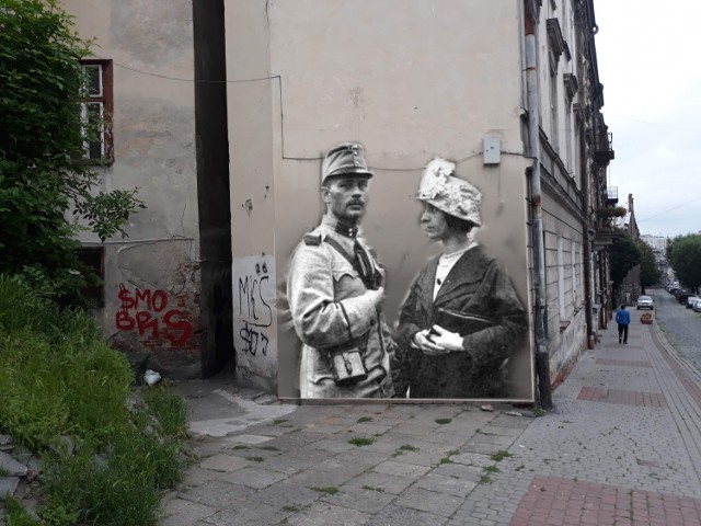 Na ścianie kamienicy przy ul. Smolki w Przemyślu ma powstać historyczny mural. Nz. jego projekt.