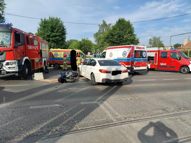 Wypadek motocyklisty w Zgierzu.