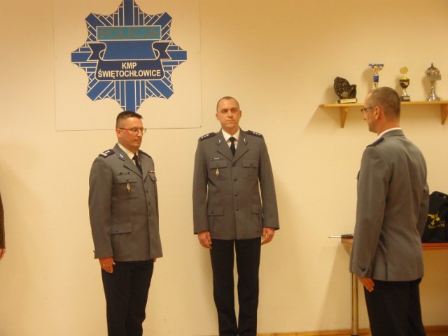 Michał Sokołowski, I zastępca komendanta miejskiego policji w Świętochłowicach (pierwszy z prawej)