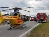 Wypadek motocyklisty na autostradzie A2 w Strykowie. Rannego motocyklistę zabrał śmigłowiec LPR