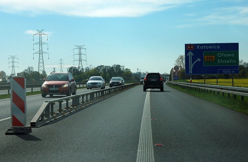 Remontowany odcinek autostrady A4 w rejonie węzła...