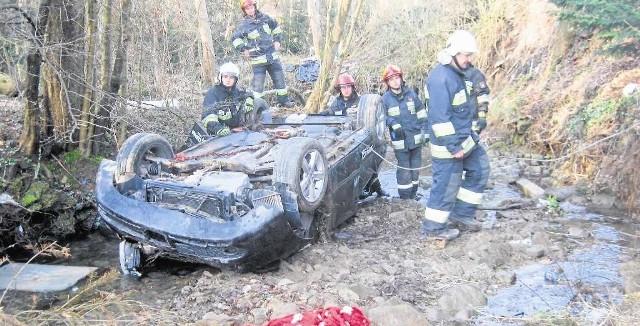 18-letni mieszkaniec gminy Pcim doznał urazu kręgosłupa i trafił do szpitala, po tym jak wczoraj rano dachował prowadzony przez niego samochód. Jadąc lokalną drogą z Pcimia-Krzywicy w stronę centrum wsi, z nieustalonych przyczyn, zjechał ze skarpy o wysokości ok. 3-4 metrów i dachował w potoku. Jak informuje myślenicka policja, był trzeźwy. Został ukarany mandatem. Z miejsca wypadku zabrała go karetka. Straż pożarna zajęła się wydostaniem samochodu z potoku.