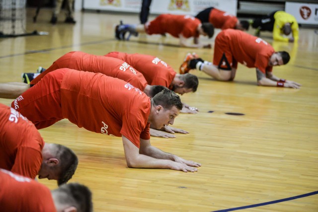 Trening reprezentacji w piłce ręcznej przed turniejem kwalifikacyjnym do igrzysk olimpijskich w Rio de Janeiro, hala AWFiS