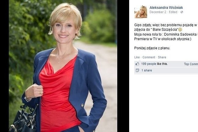 Aleksandra Woźniak (fot. screen z Facebook.com)