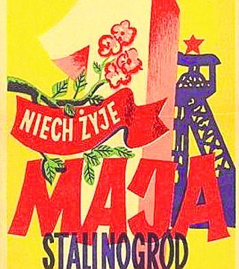 1 maja w Stalinogrodzie, plakat z lat 1953-56