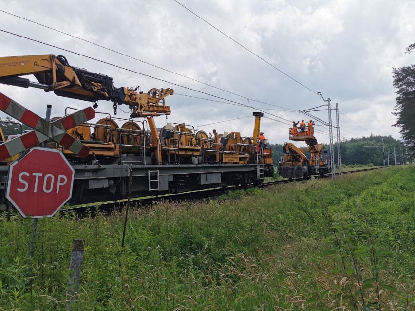 Elektryfikacja linii kolejowej Ocice-Rzeszów postępuje. 25 kilometrów już z siecią trakcyjną (ZDJĘCIA)