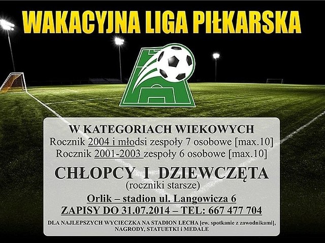 W sierpniu na boisku Orlik przy stadionie miejskim w Międzychodzie odbędą się rozgrywki ligi piłkarskiej. Zapisy prowadzone będą do 31 lipca.