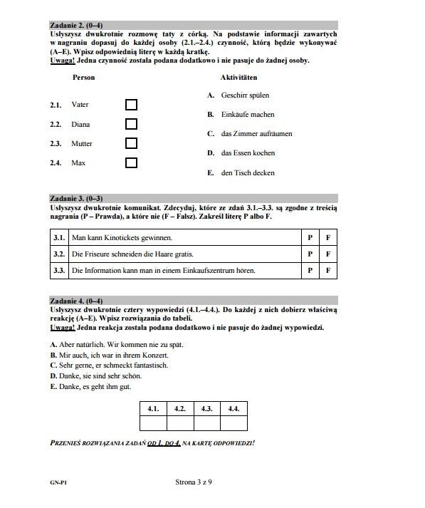 Egzamin gimnazjalny 2016: język niemiecki [ARKUSZE, ODPOWIEDZI]