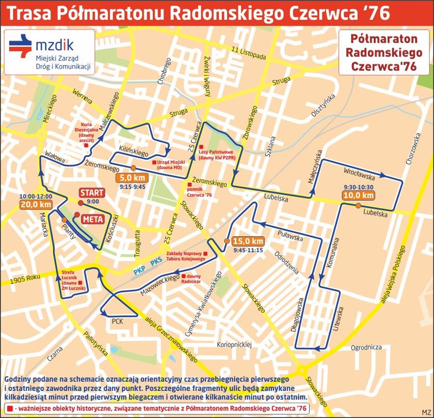 Półmaraton Czerwca'76 w Radomiu. W niedzielę będą zamknięte ulice, utrudnienia w ruchu, zmiany tras autobusów [mapa]