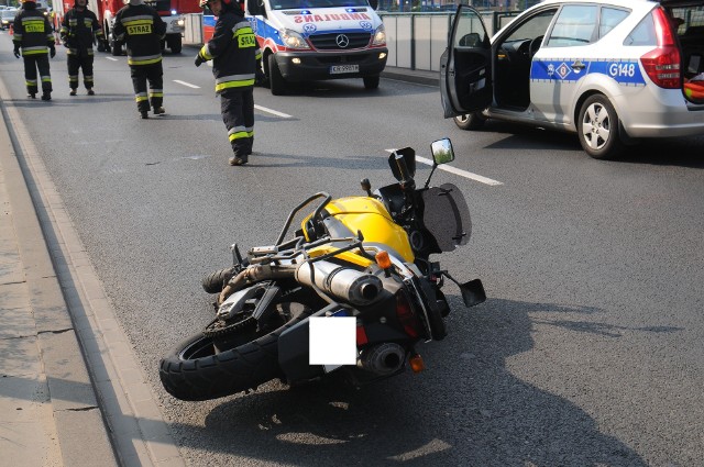 Wypadek motocyklisty na ul. Klimeckiego w Krakowie