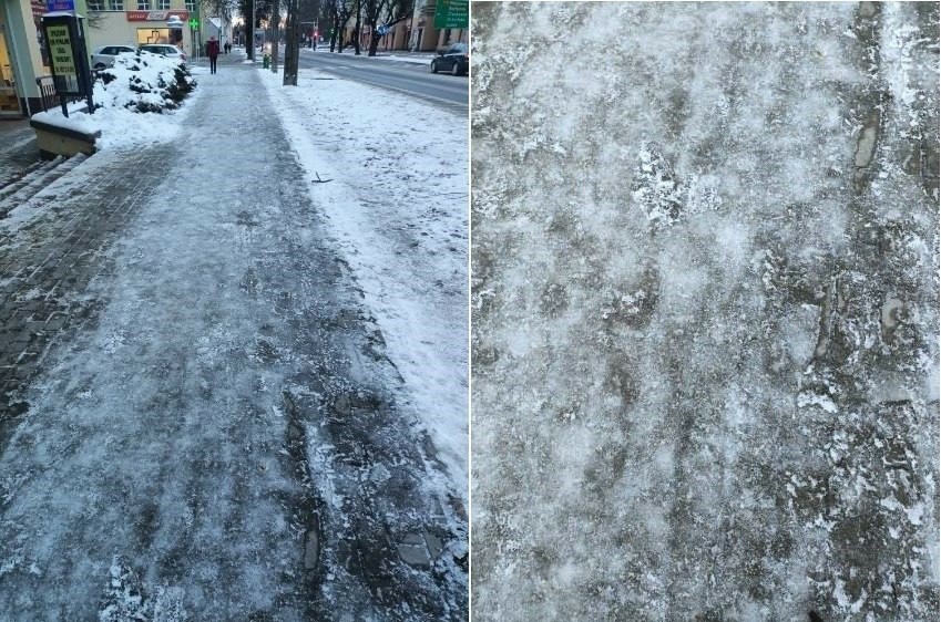 Chodnik przy ul. 3 Maja w Ostrowi to lodowisko! Nikt go nie posypuje, sytuacja trwa od kilku dni - mówi czytelniczka